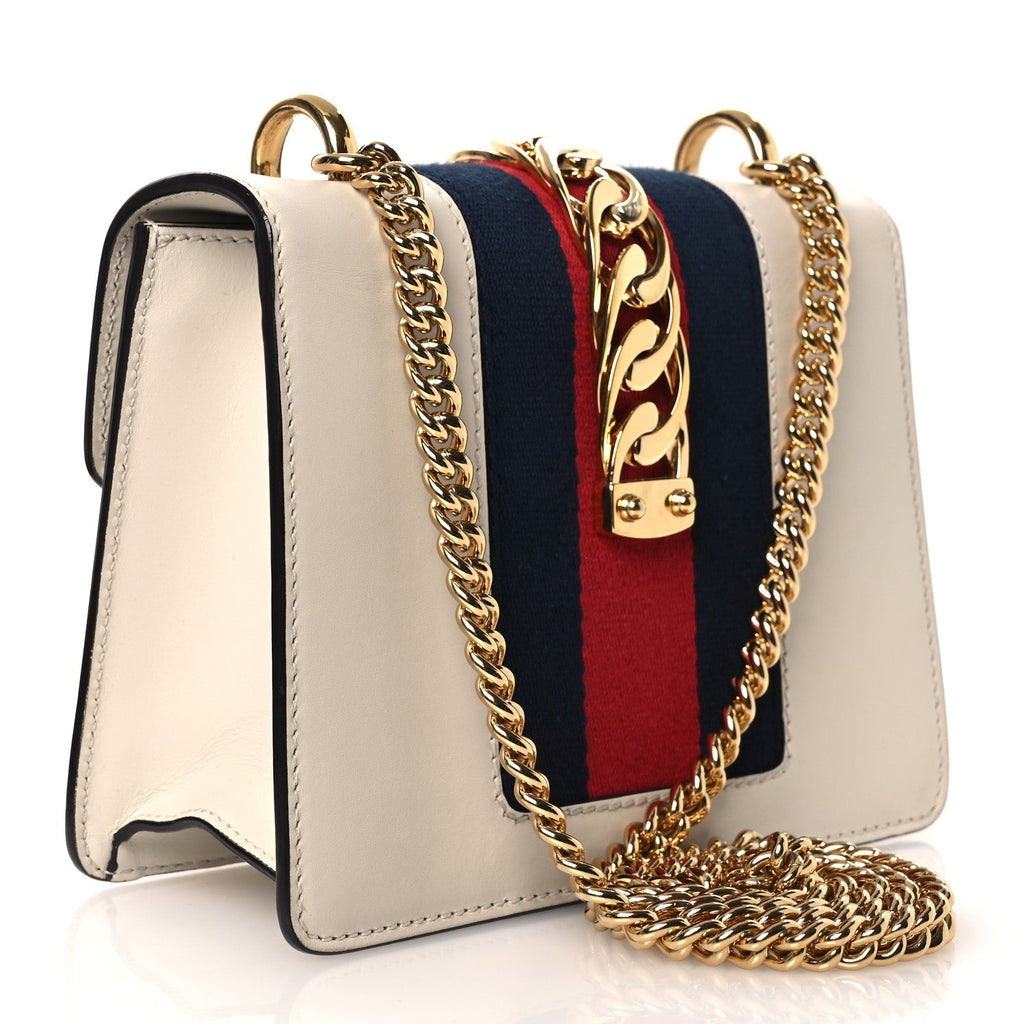 Calfskin Mini Sylvie Chain Shoulder Bag White