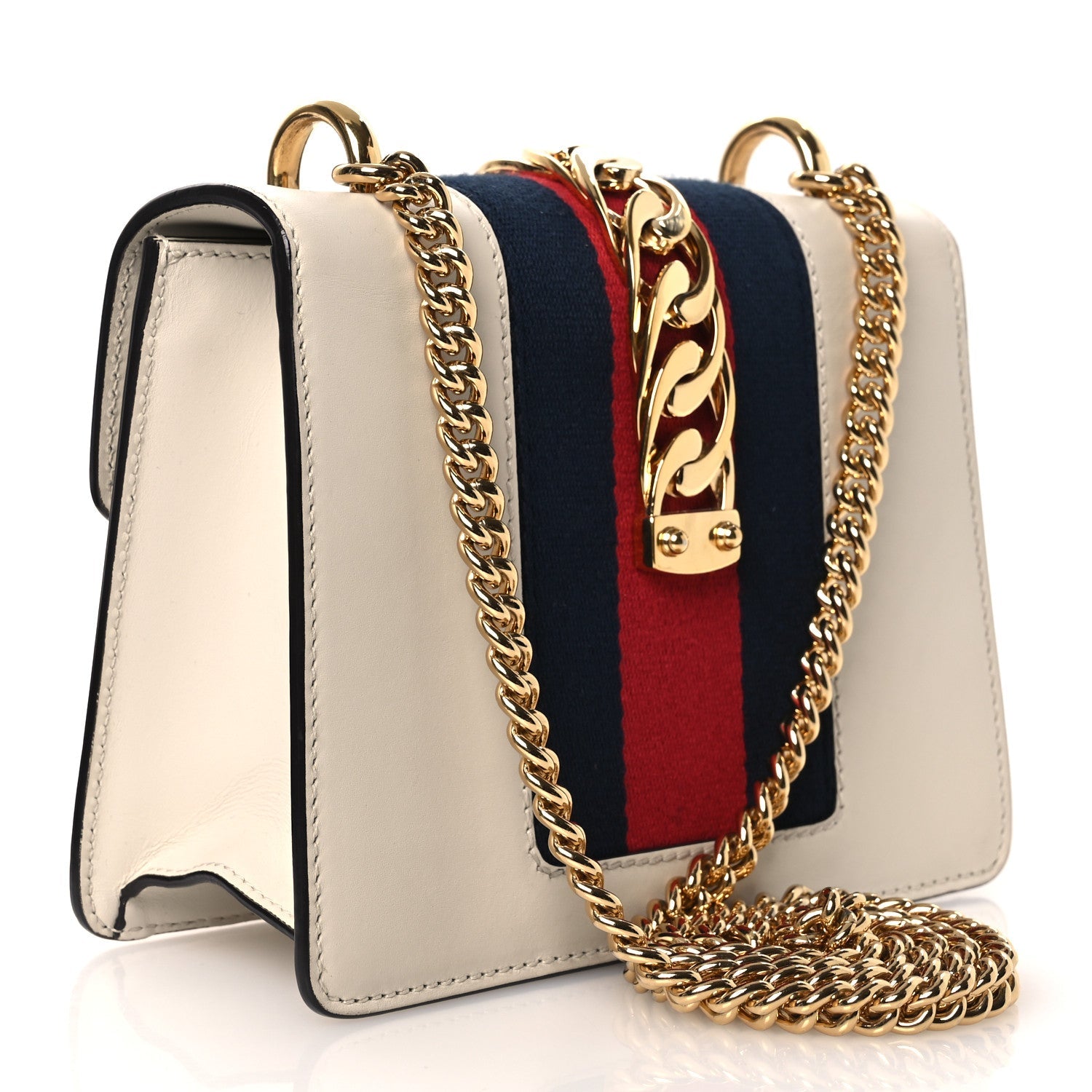 Calfskin Mini Sylvie Chain Shoulder Bag White