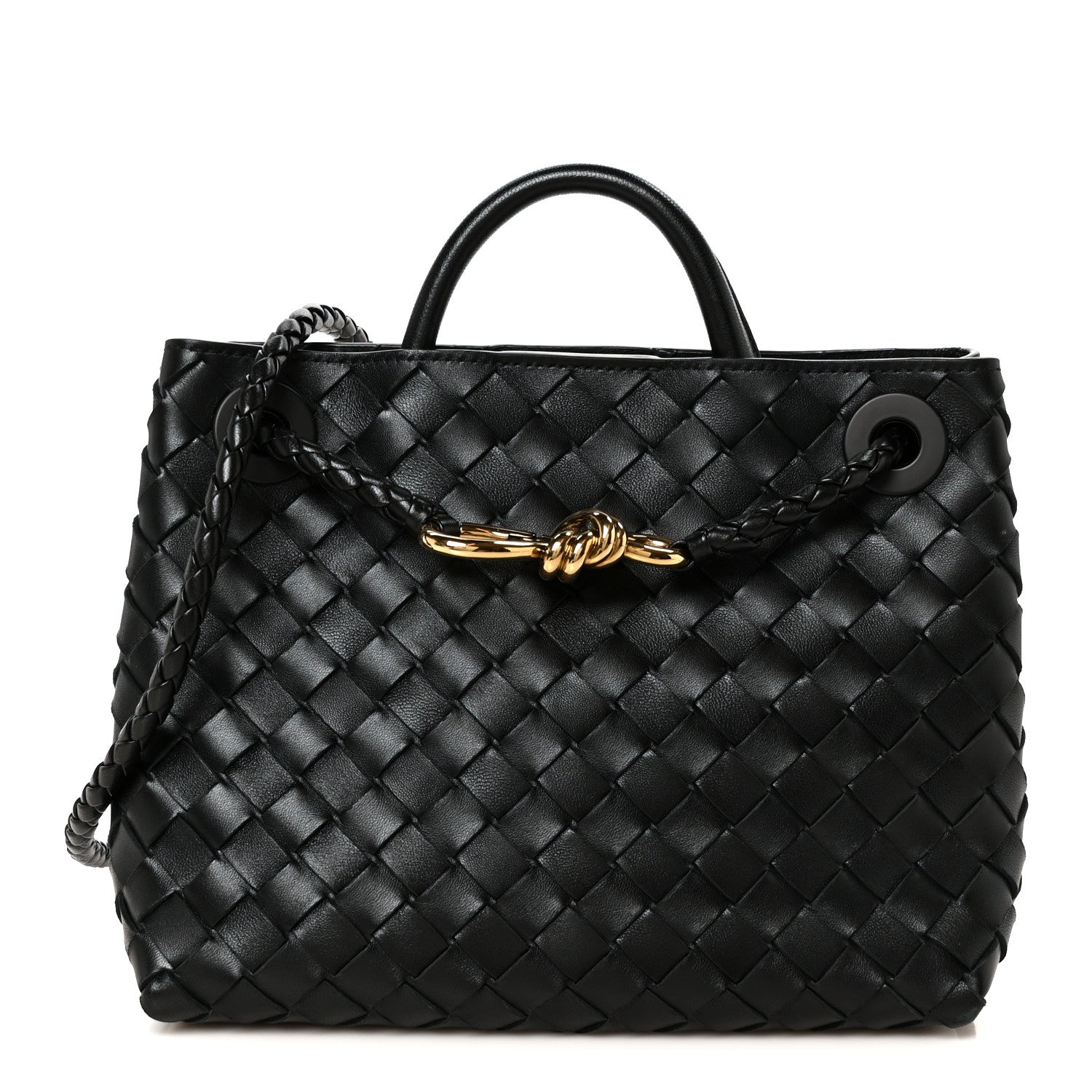 Nappa Intrecciato Small Andiamo Shoulder Bag Black