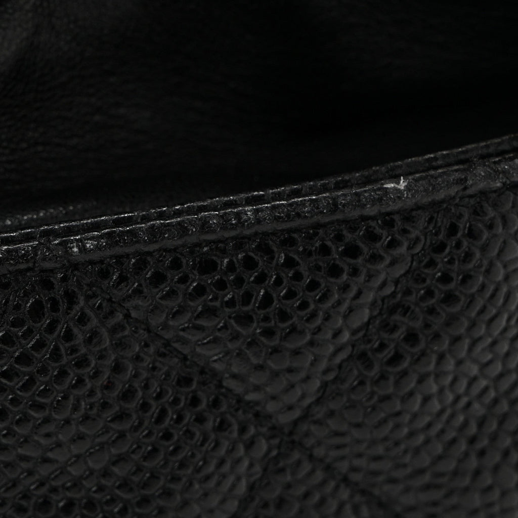 Caviar Drawstring Bucket Shoulder Bag Black