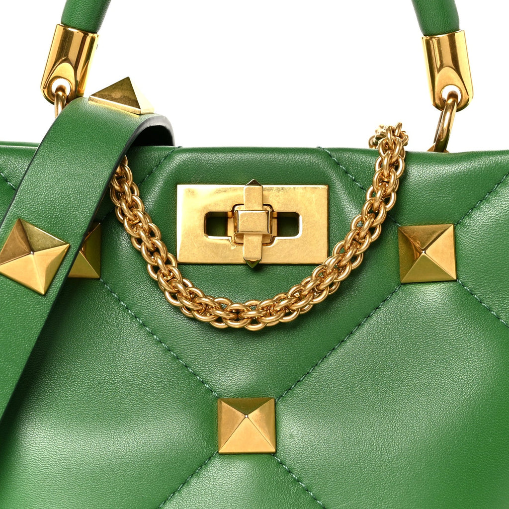 Nappa Small Roman Stud The Handle Bag Gea Green
