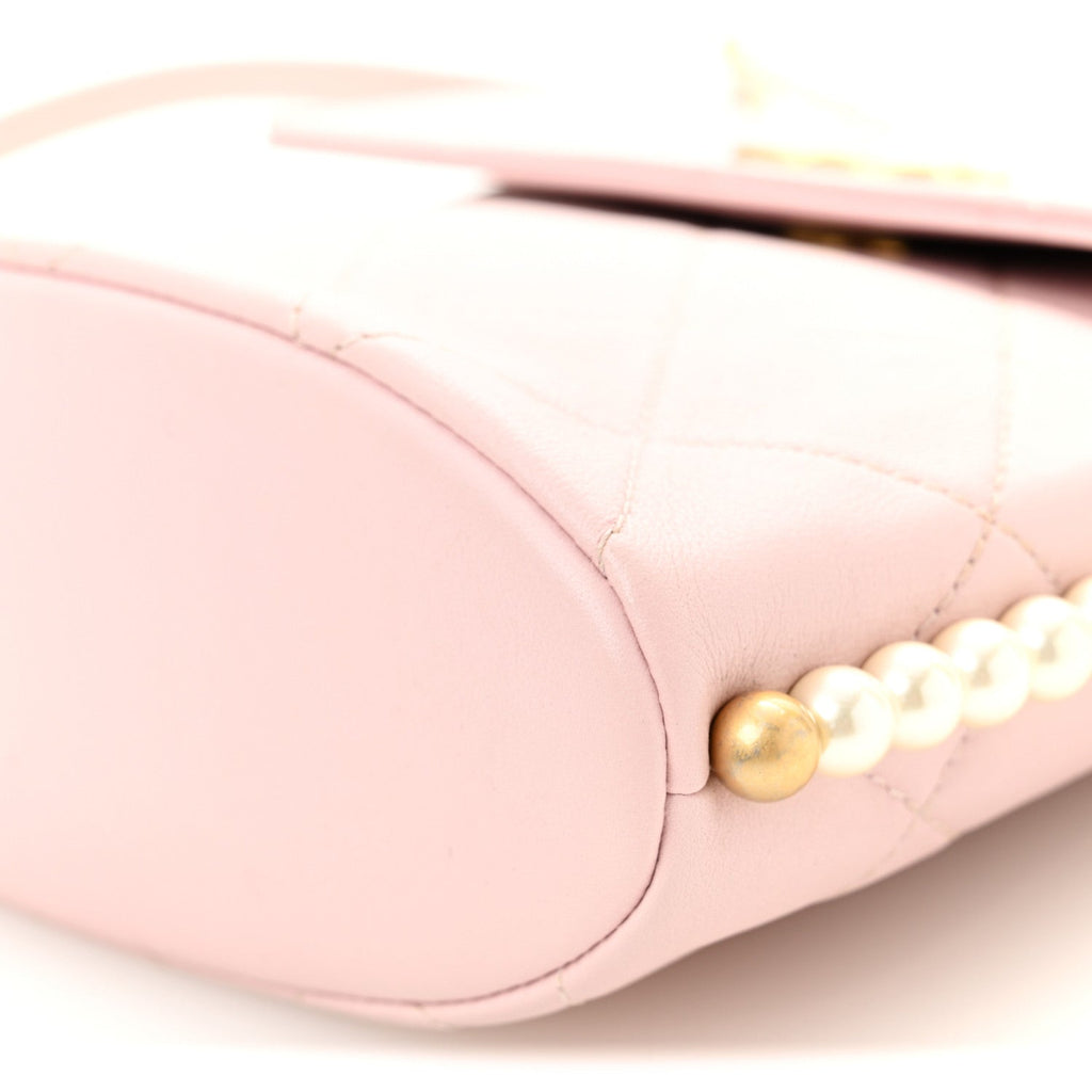 Calfskin Quilted Pearl Small About Pearls Hobo Bag Light Pink