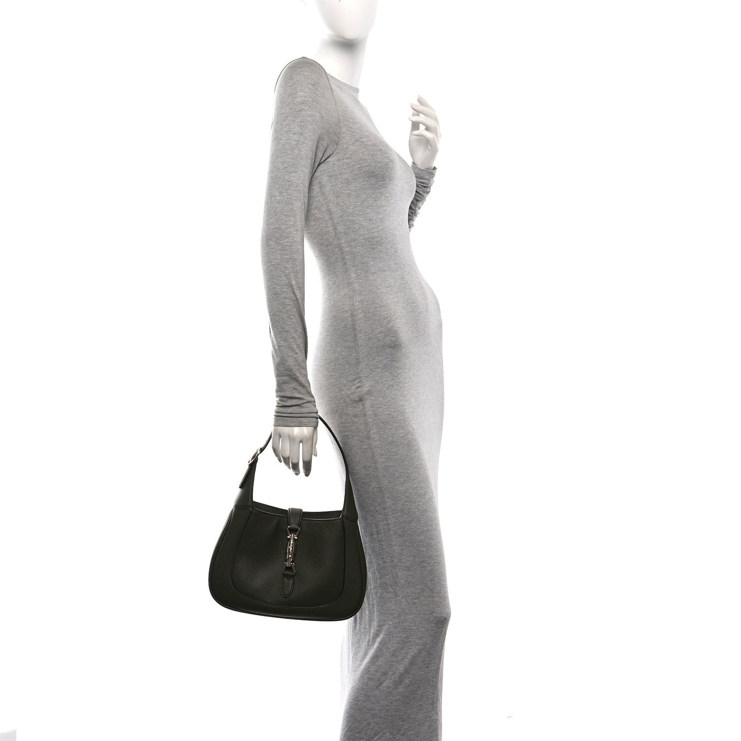 Grand Prix Calfskin Web Medium Jackie 1961 Hobo Dark Green