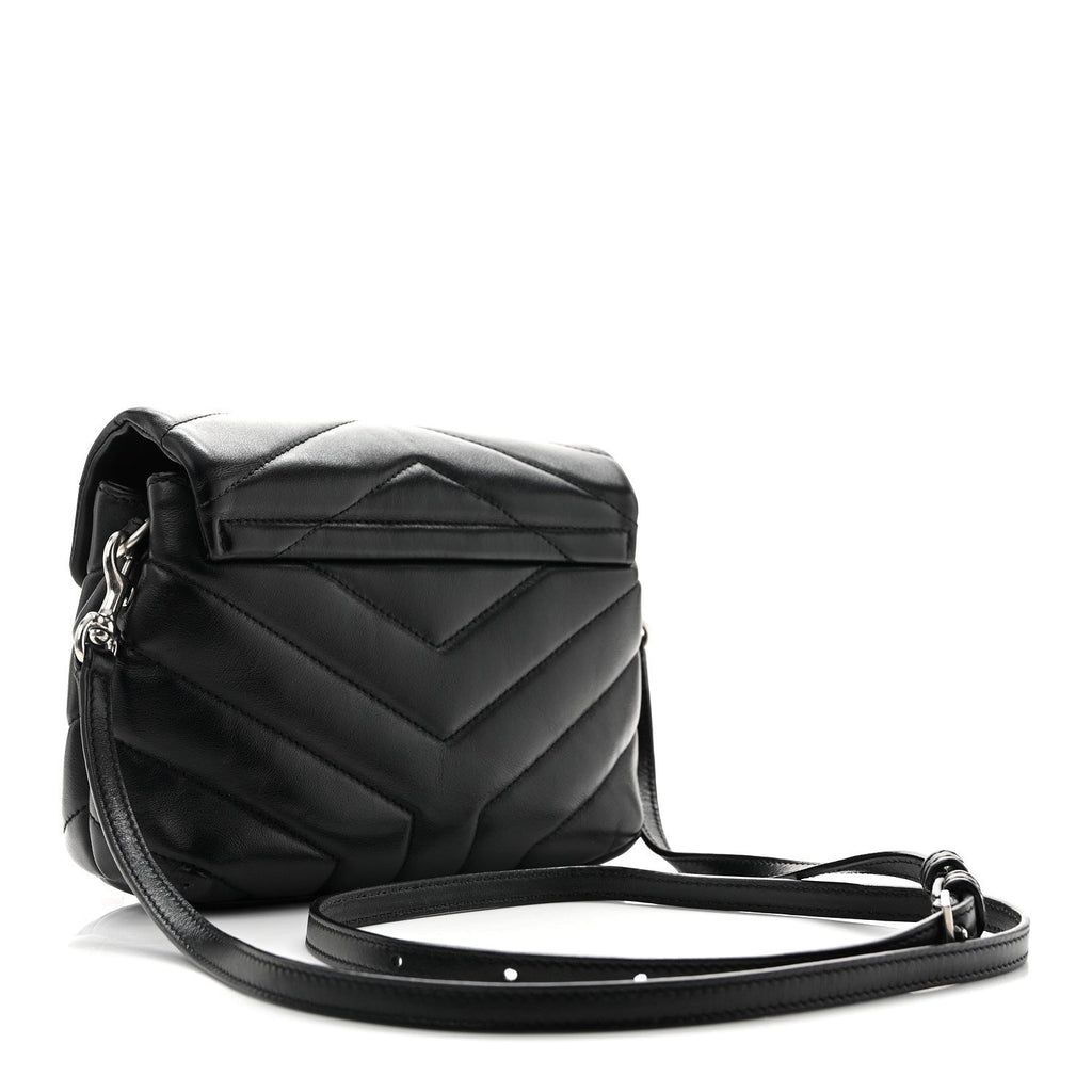 Calfskin Y Quilted Monogram Toy Loulou Crossbody Bag Black