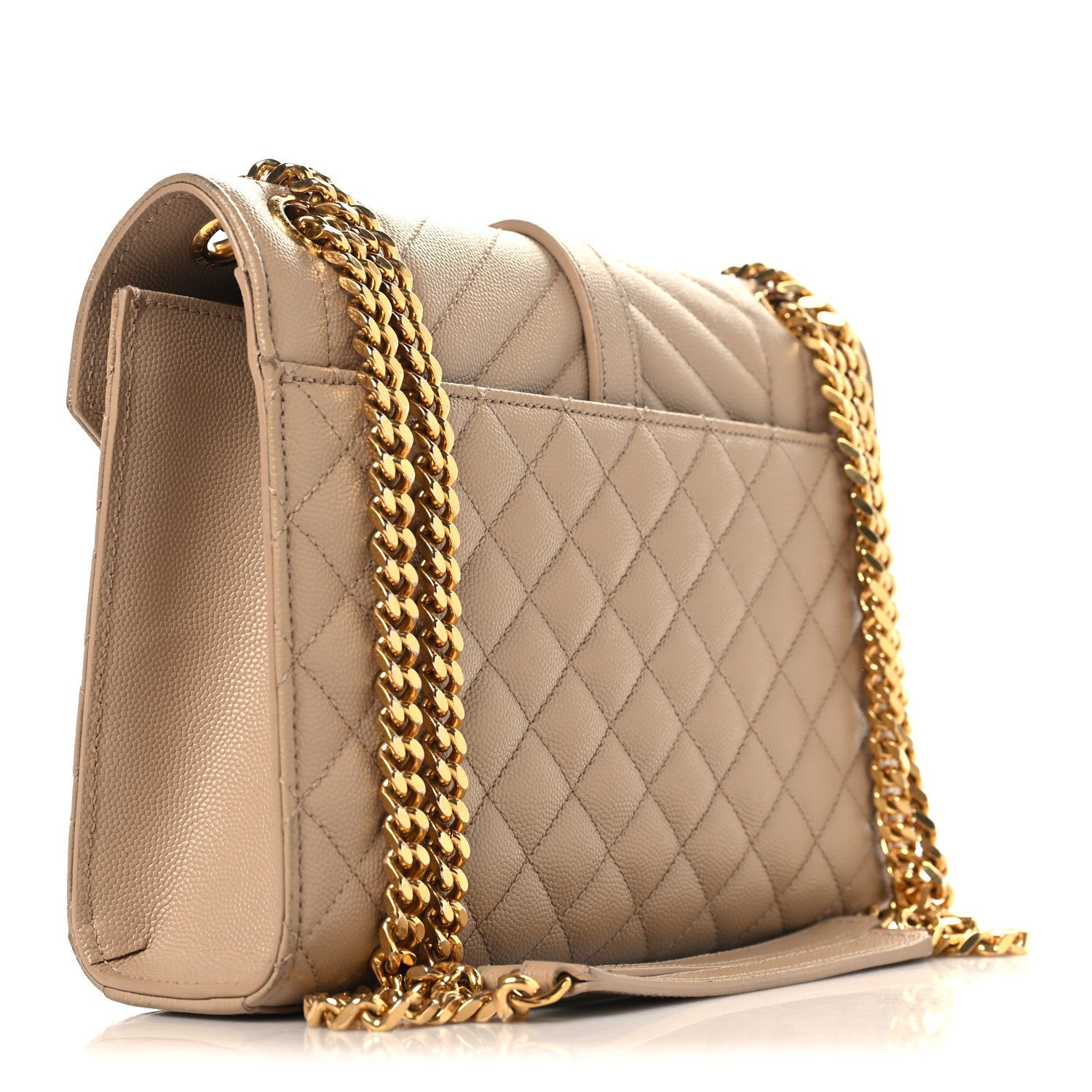 Grain De Poudre Textured Mixed Matelasse Triquilt Small Monogram Satchel Dark Beige