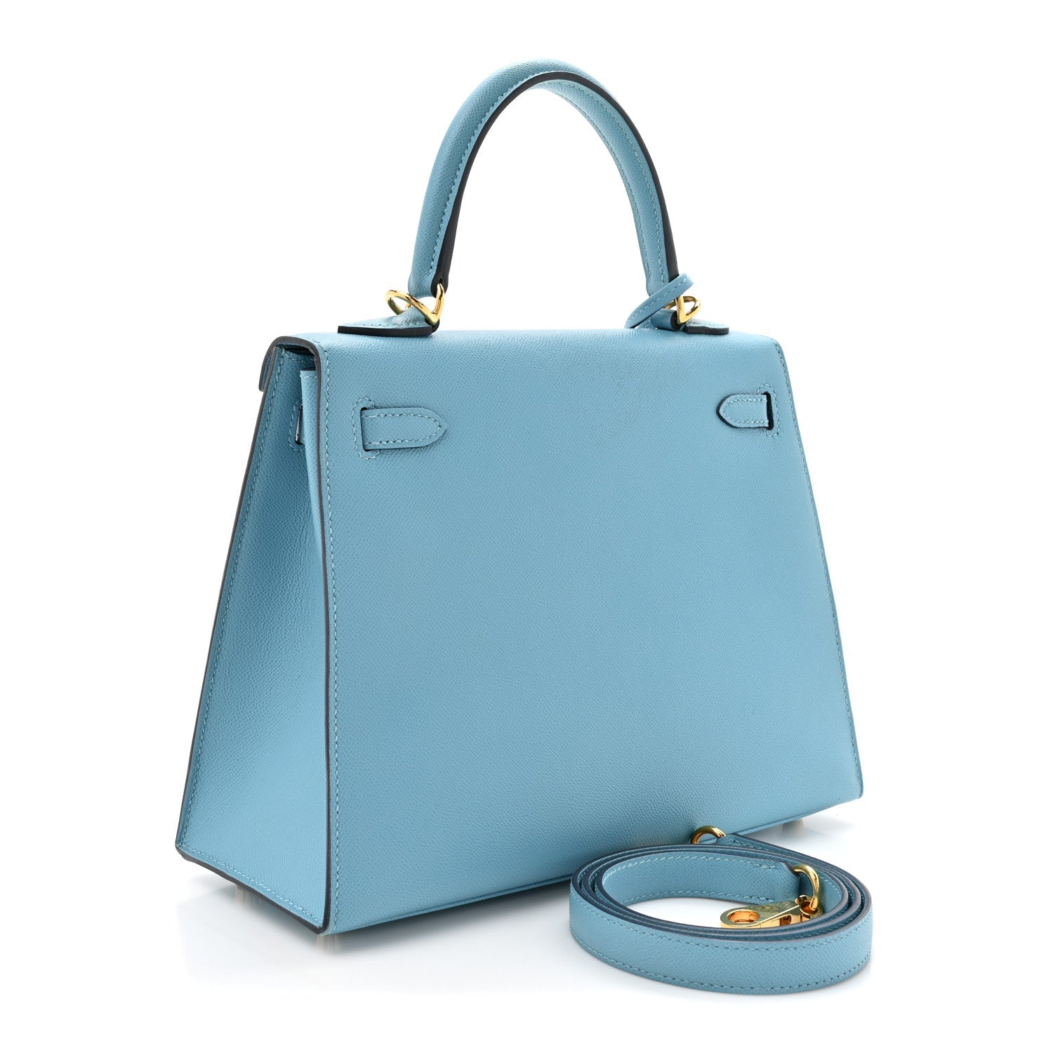 Madame Calfskin Kelly Sellier 25 Bleu Du Nord