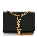 Calfskin Small Classic Monogram Kate Tassel Satchel Black