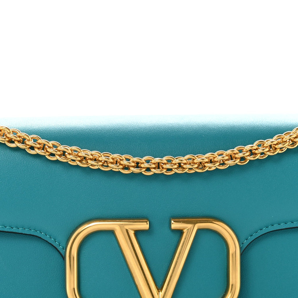 Calfskin Vlogo Loco Shoulder Bag Marine Green