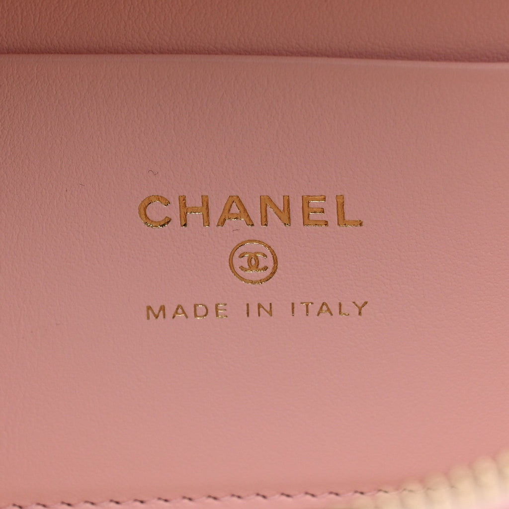 Caviar Quilted Top Handle Slim Vanity With Chain Light Pink