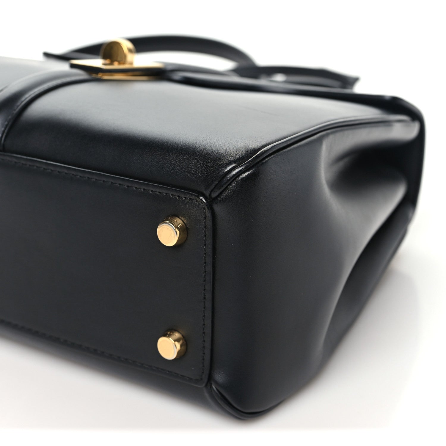 Satinated Calfskin Small 16 Top Handle Bag Black