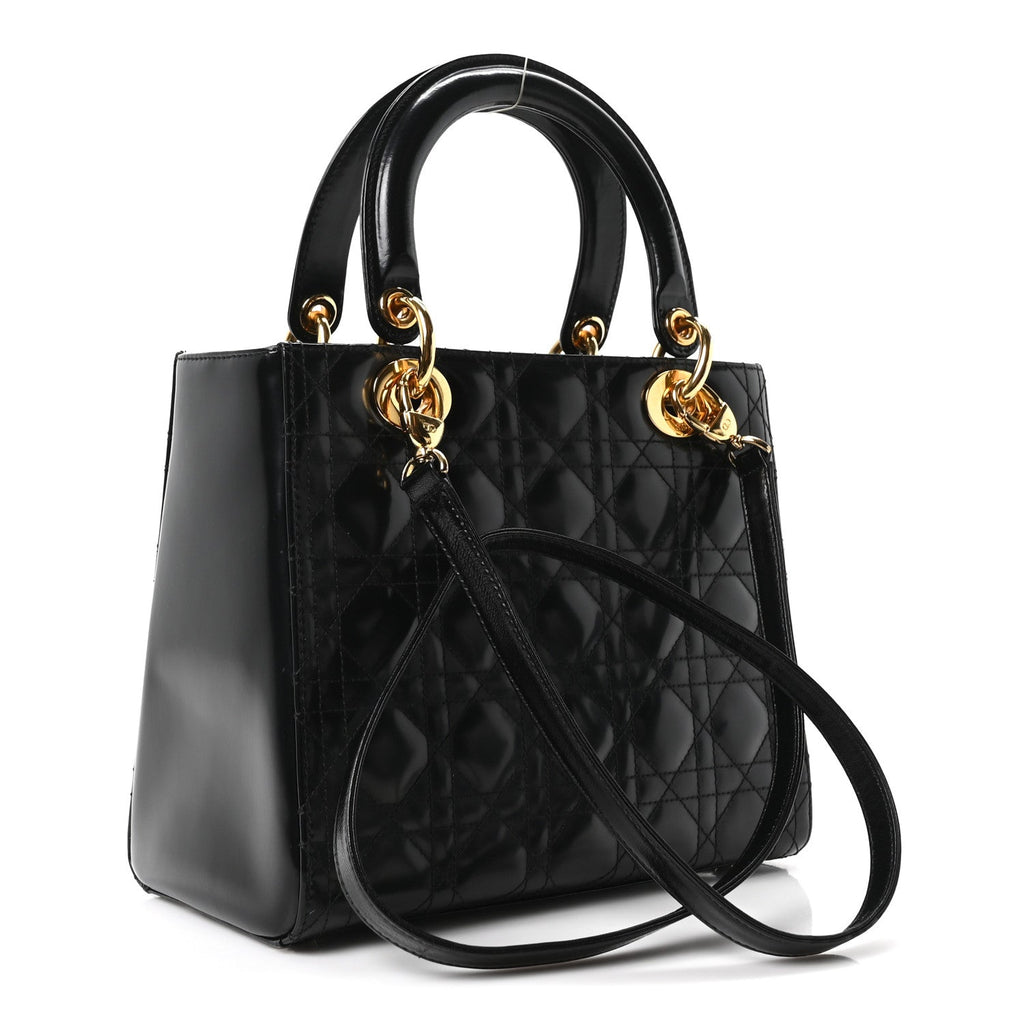 Patent Cannage Medium Lady Dior Black