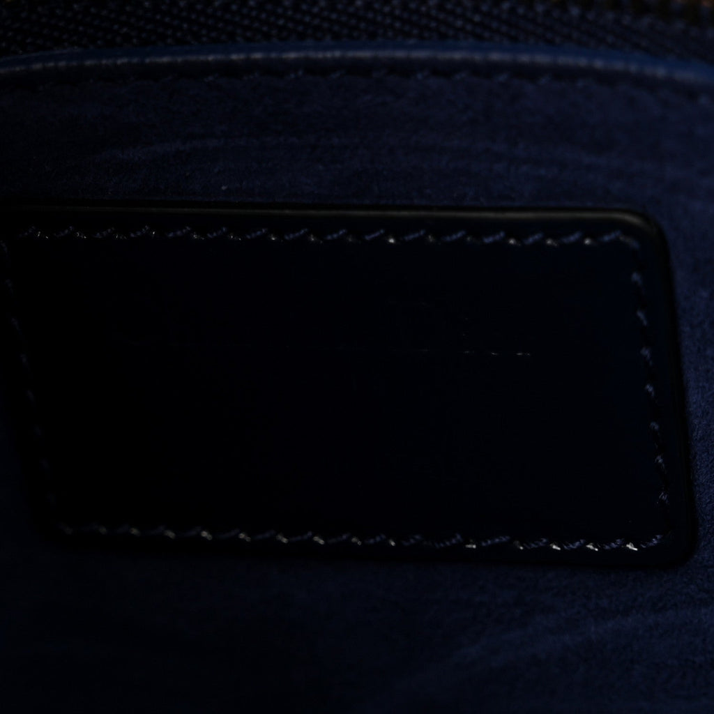 Patent Cannage Medium Supple Lady Dior  Navy Blue