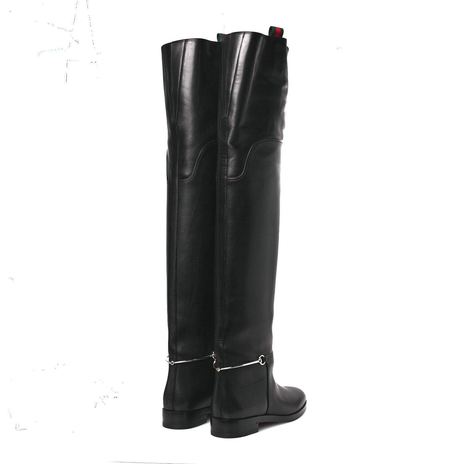 Calfskin Slim Horsebit Over The Knee High Boots 37 Black