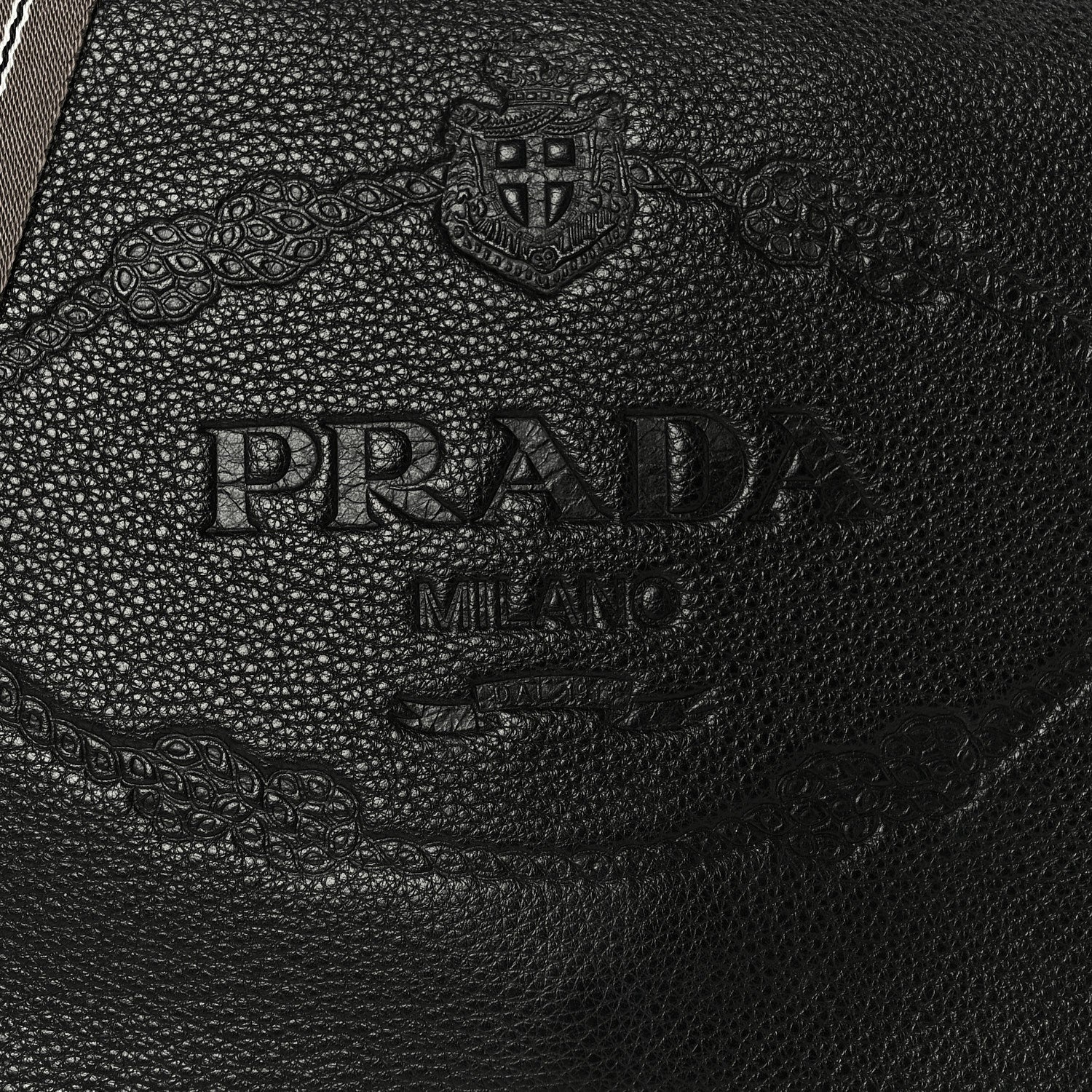 Vitello Daino Embossed Logo Flap Shoulder Bag Black