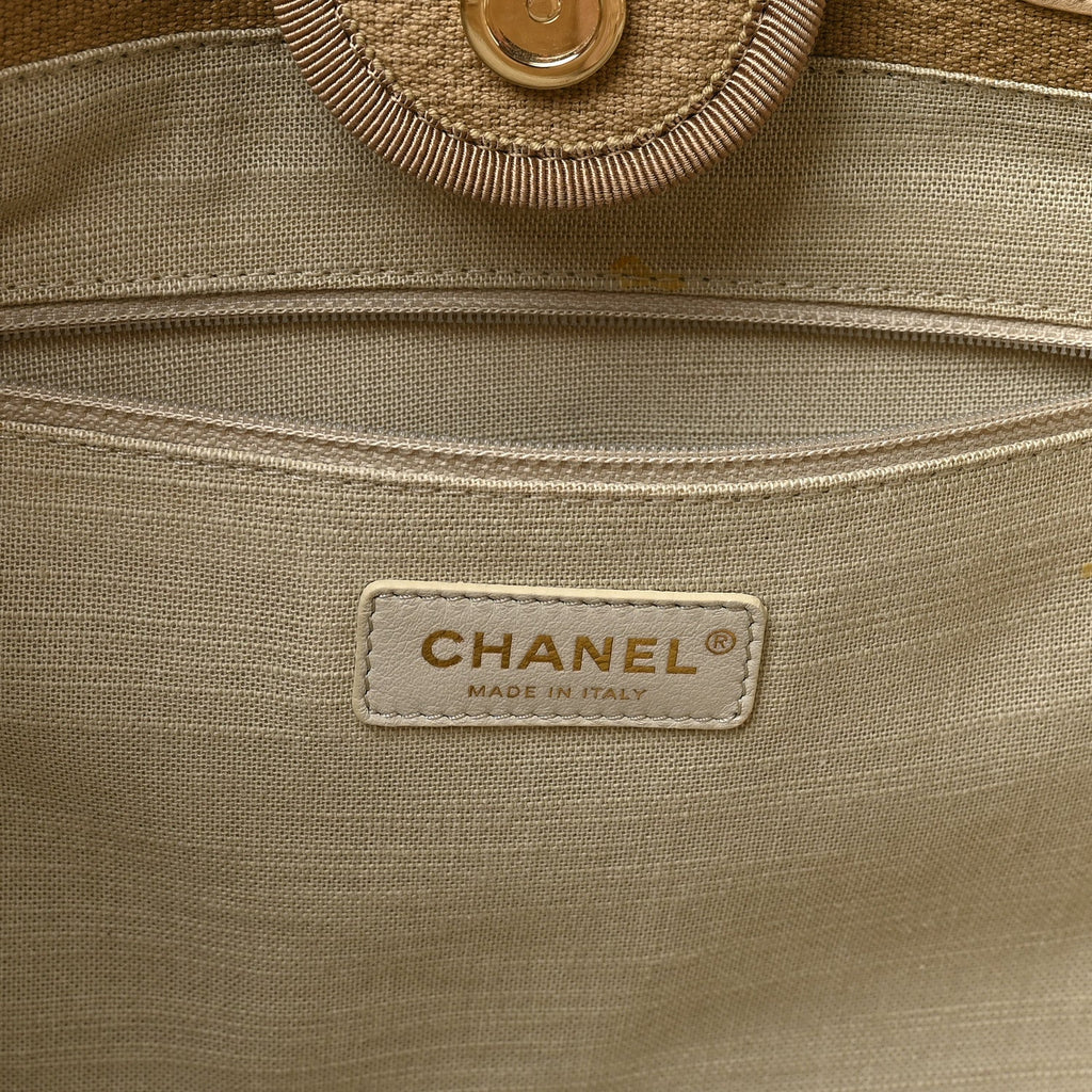 Mixed Fibers Small Deauville Tote Beige