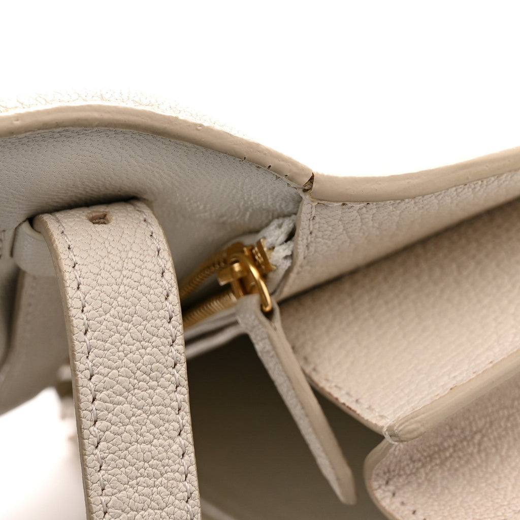 Goatskin Medium Classic Box Flap Bag White