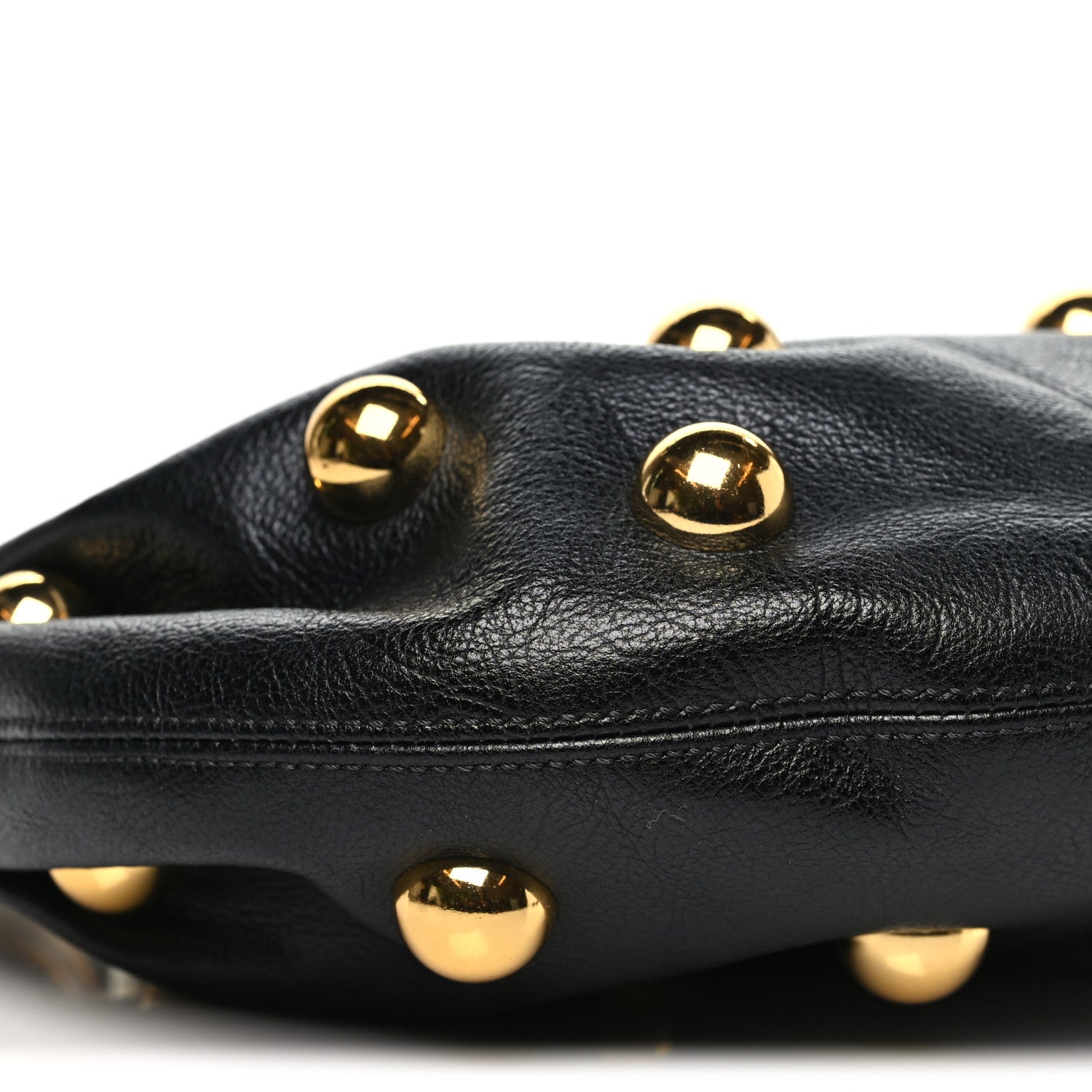 Calfskin Studded Small Bracelet Hobo Bag Black