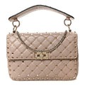 Nappa Medium Rockstud Spike Shoulder Bag Poudre