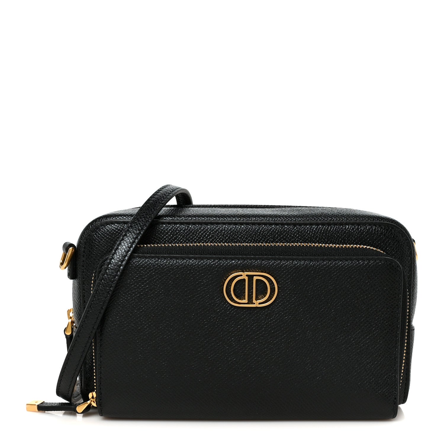 Grained Calfskin Caro Double Pouch Black