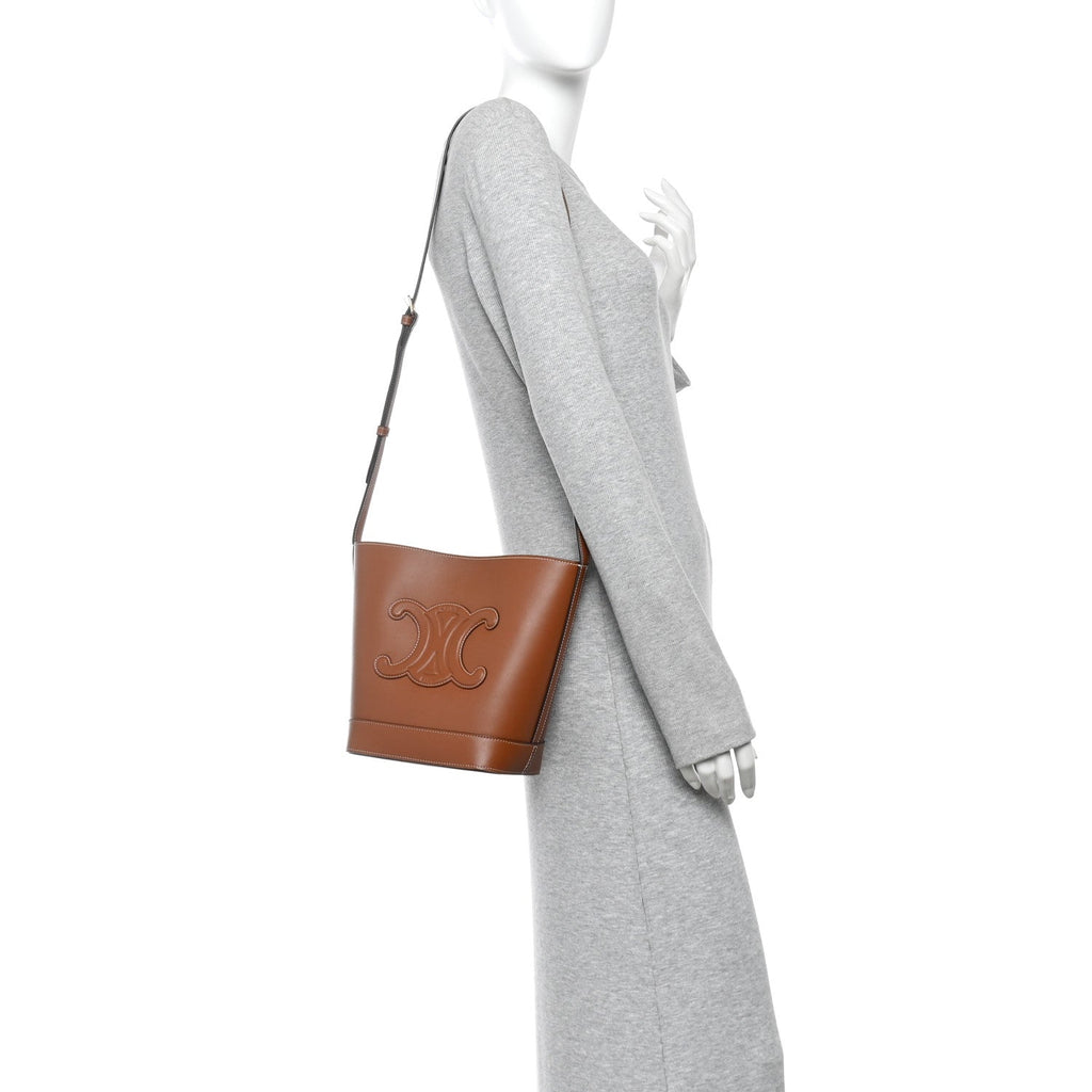Smooth Calfskin Small Cuir Triomphe Bucket Bag Tan