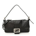 Crackled Calfskin Baguette 26424 Black