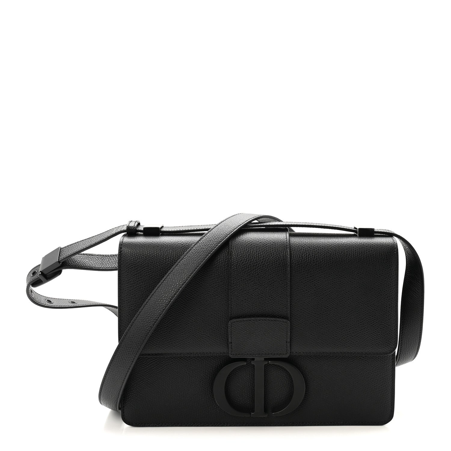 Ultra Matte Grained Calfskin 30 Montaigne Flap Bag Black