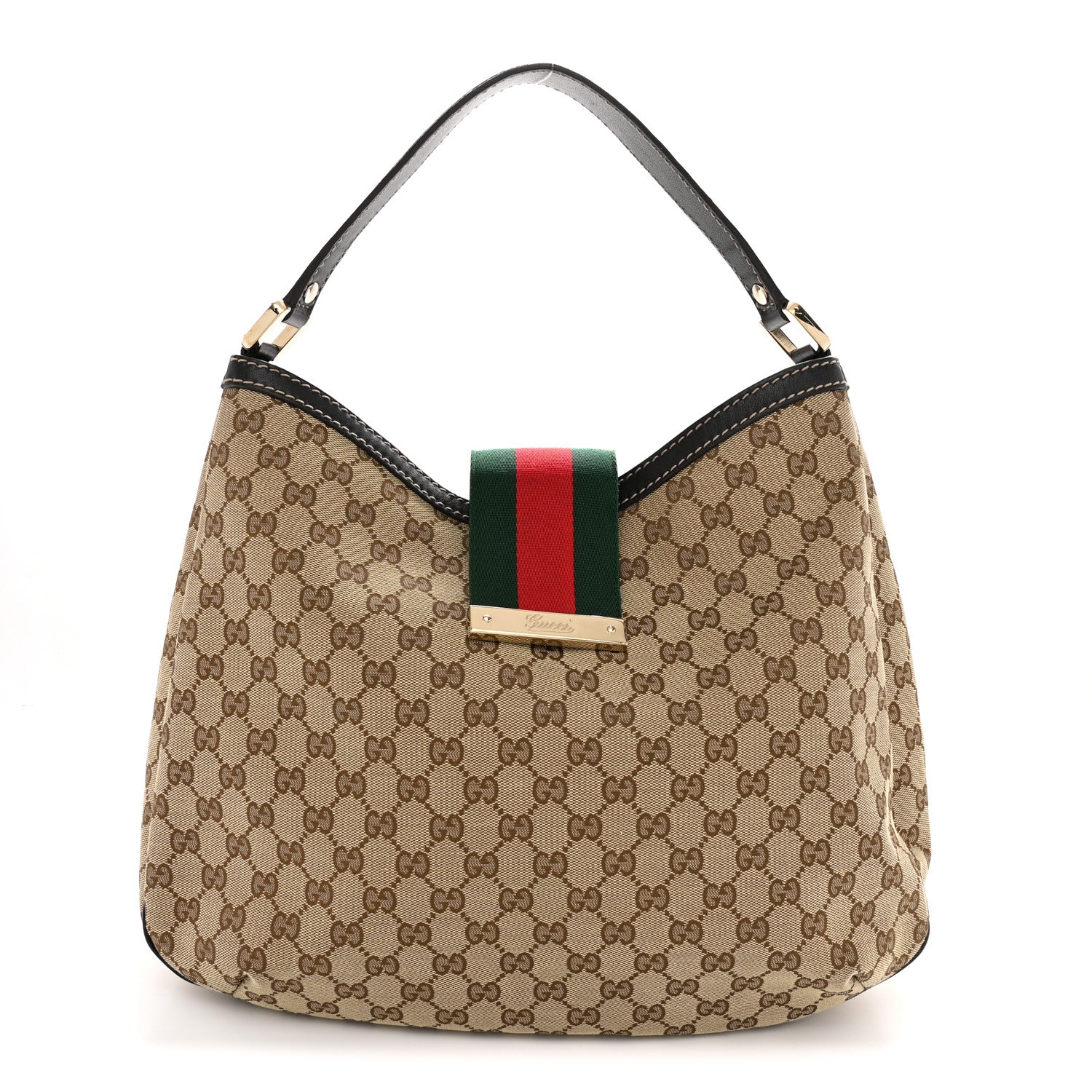 Monogram Large New Ladies Web Hobo Dark Brown