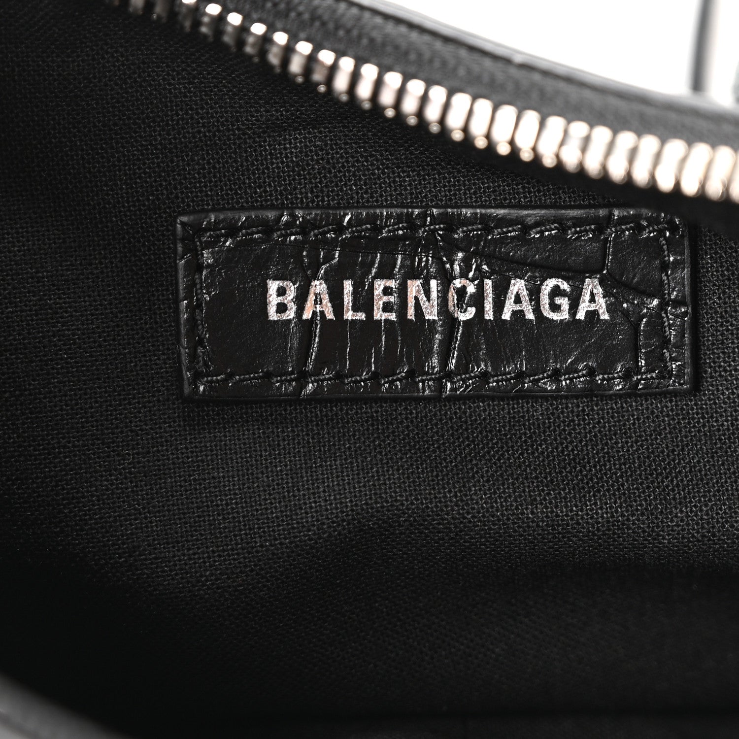 Extra Supple Calfskin Crystal Crocodile Embossed Le Cagole Shoulder Bag XS Black