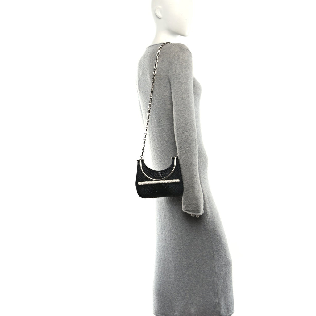 Snakeskin Crystal Mini T Bar Top Handle Black
