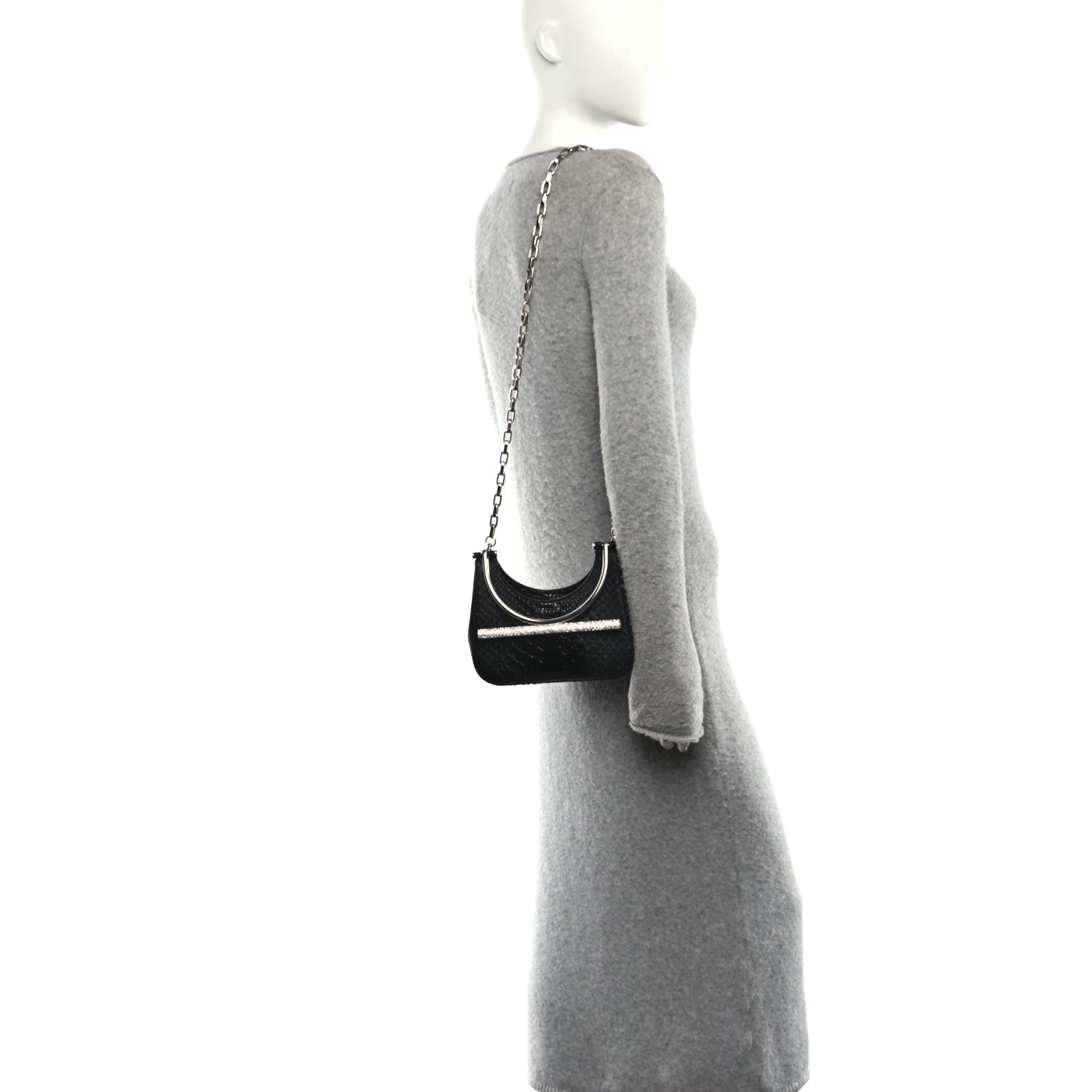 Snakeskin Crystal Mini T Bar Top Handle Black