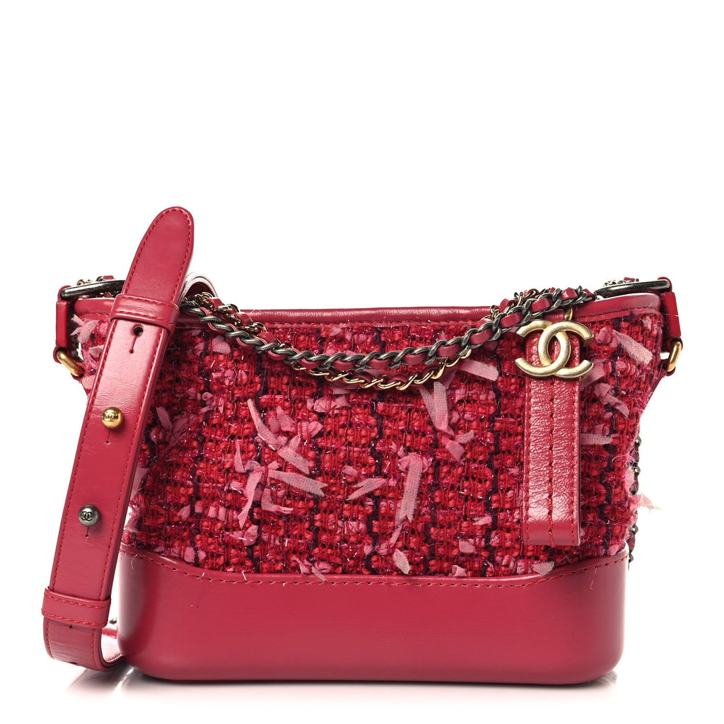 Tweed Calfskin Small Gabrielle Hobo Pink