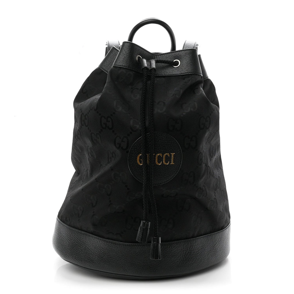 Econyl Nylon Monogram Off The Grid Drawstring Bucket Backpack Black