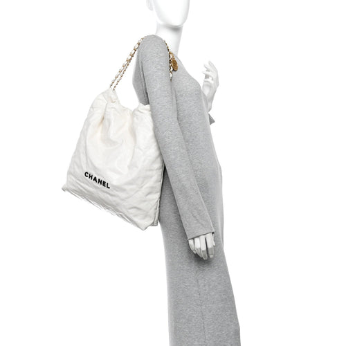 Calfskin Quilted Chanel 22 White