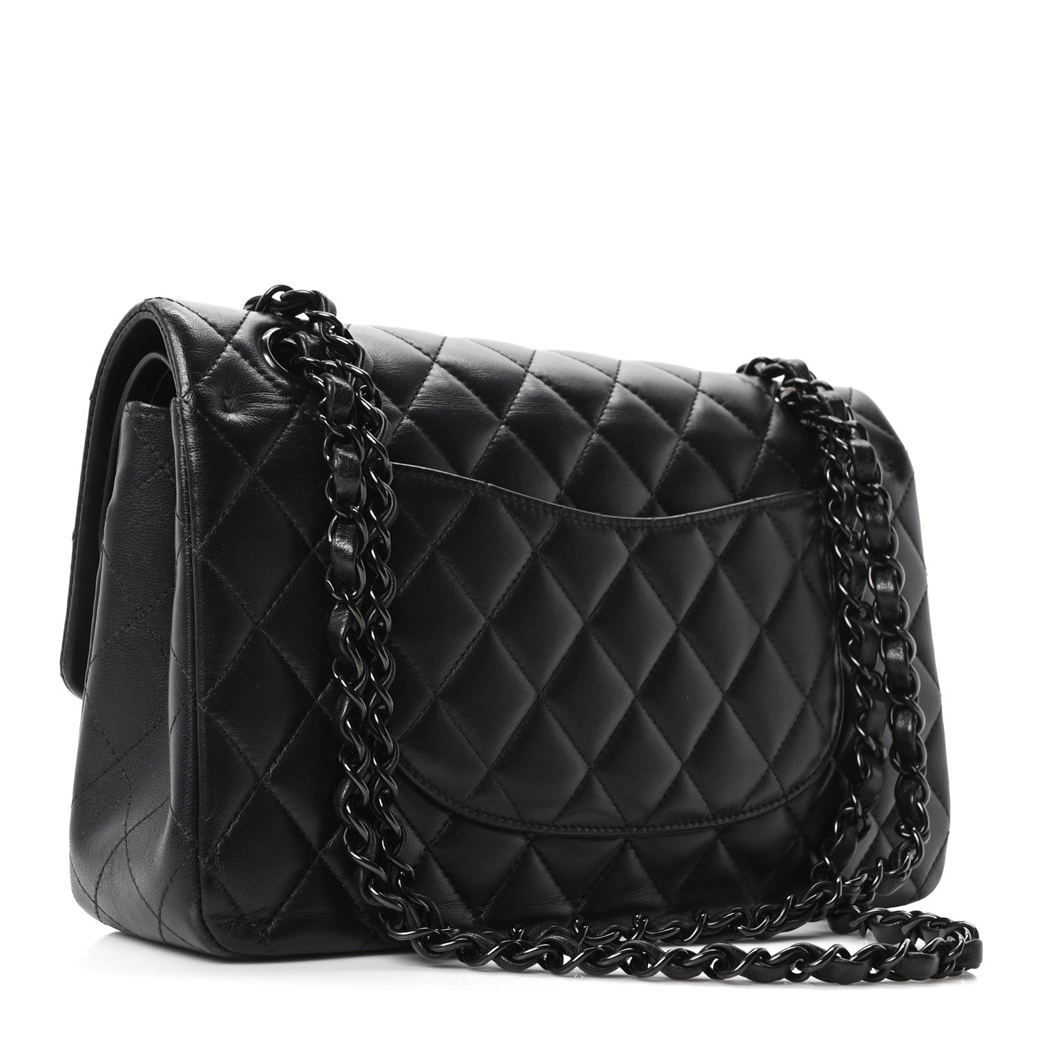 Lambskin Quilted Medium Double Flap So Black