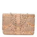 Metallic Snakeskin Wallet On Chain WOC Ivory Gold