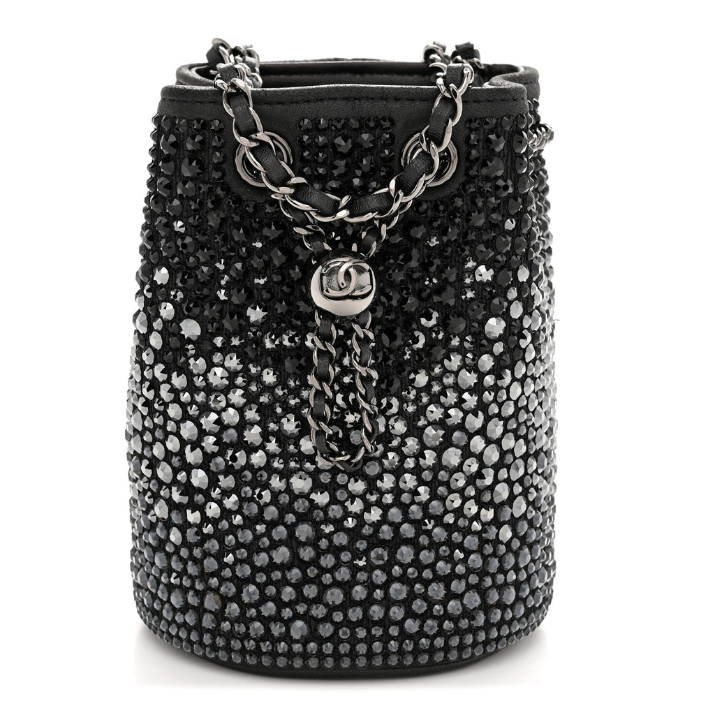 Strass Lambskin Mini Bucket Bag Black
