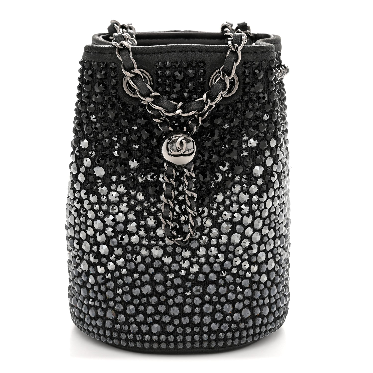 Strass Lambskin Mini Bucket Bag Black