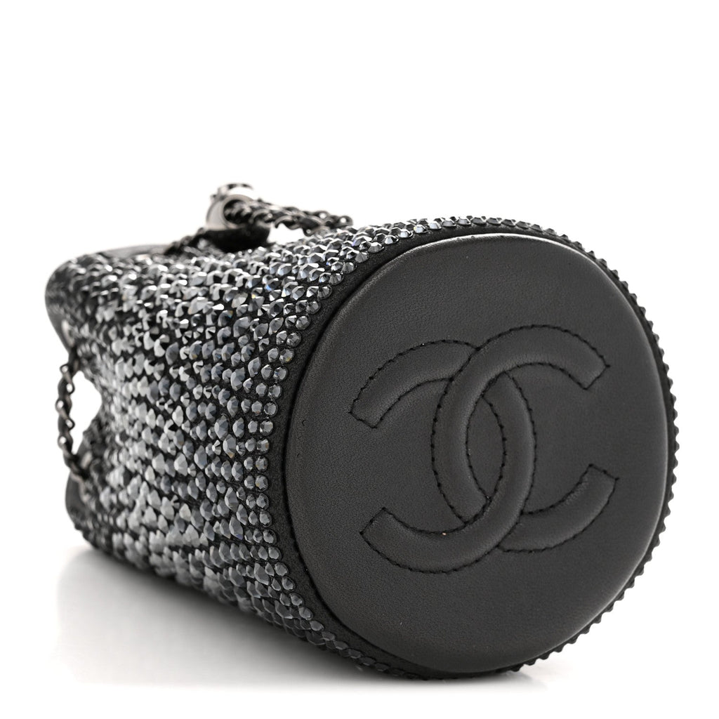 Strass Lambskin Mini Bucket Bag Black