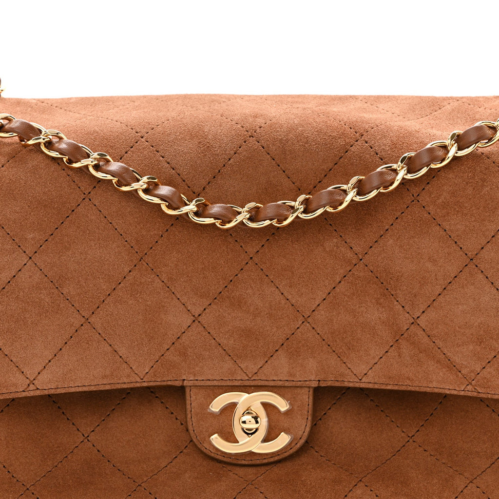 Suede Calfskin Small Souplissimo Maxi Flap Camel
