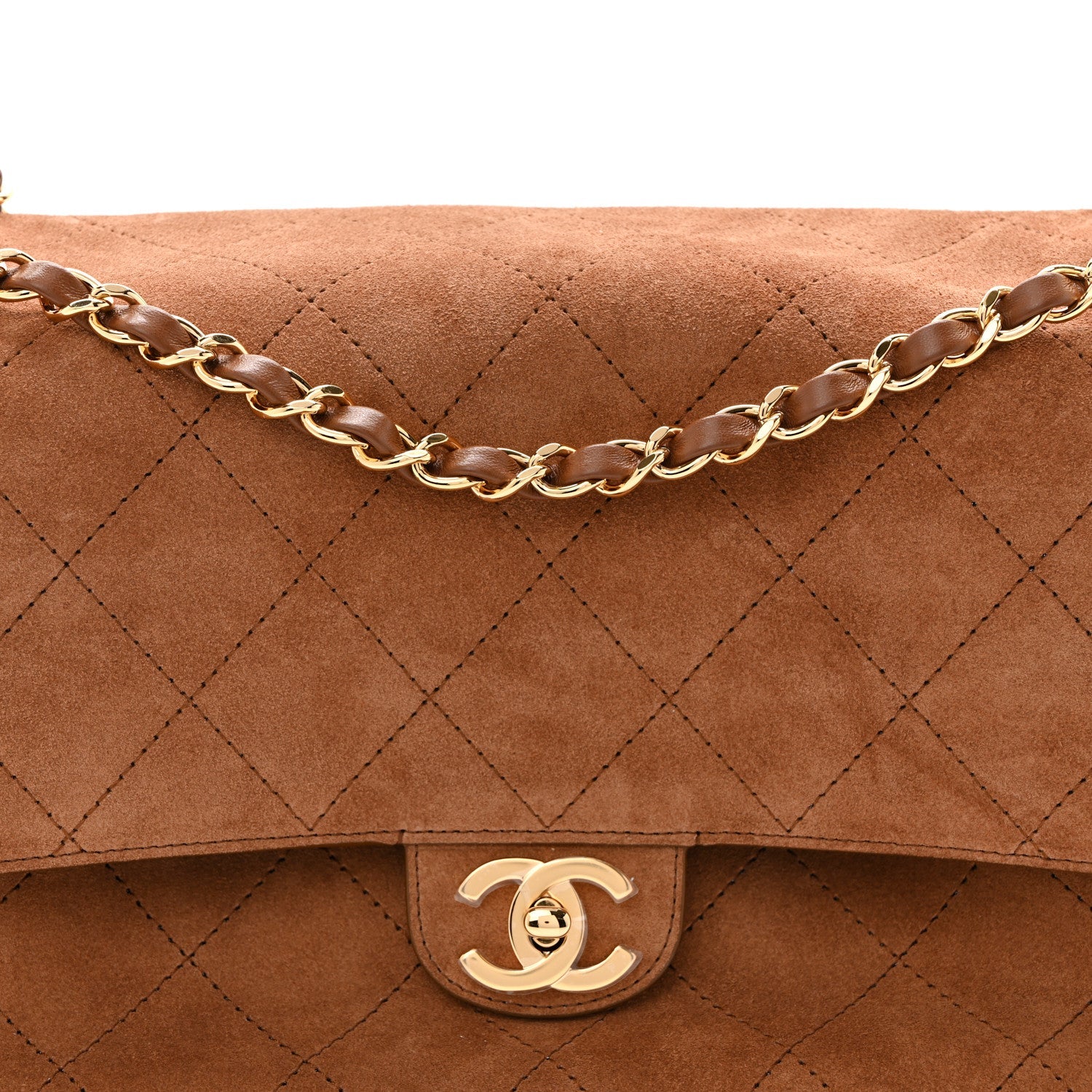 Suede Calfskin Small Souplissimo Maxi Flap Camel