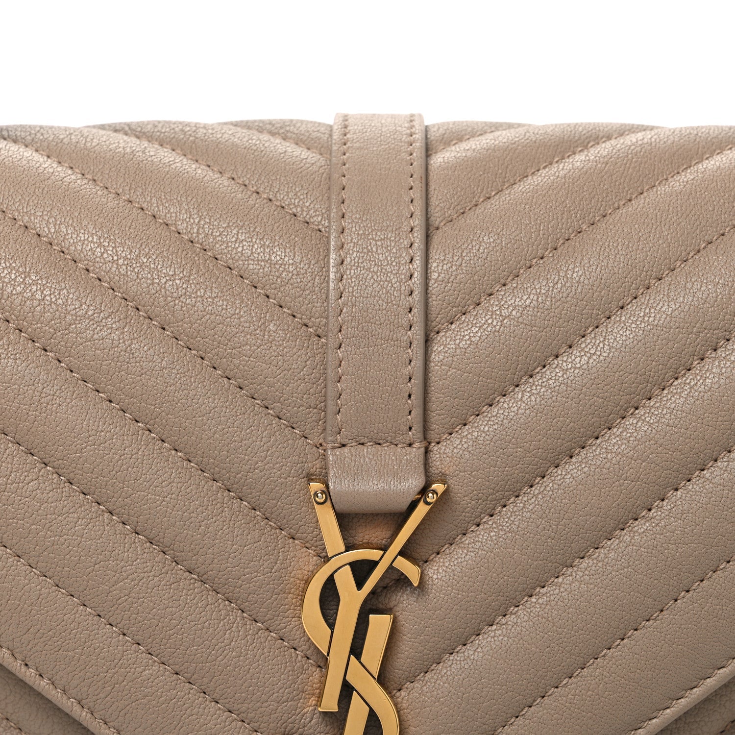 Sheepskin Matelasse Chevron Monogram Medium College Bag Dark Beige