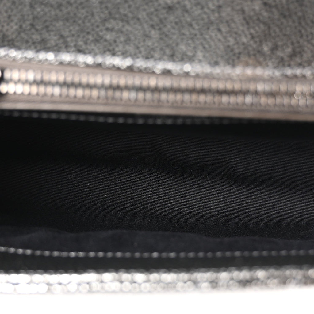 Metallic Grain De Poudre Matelasse Chevron Monogram Medium College Bag Gunmetal