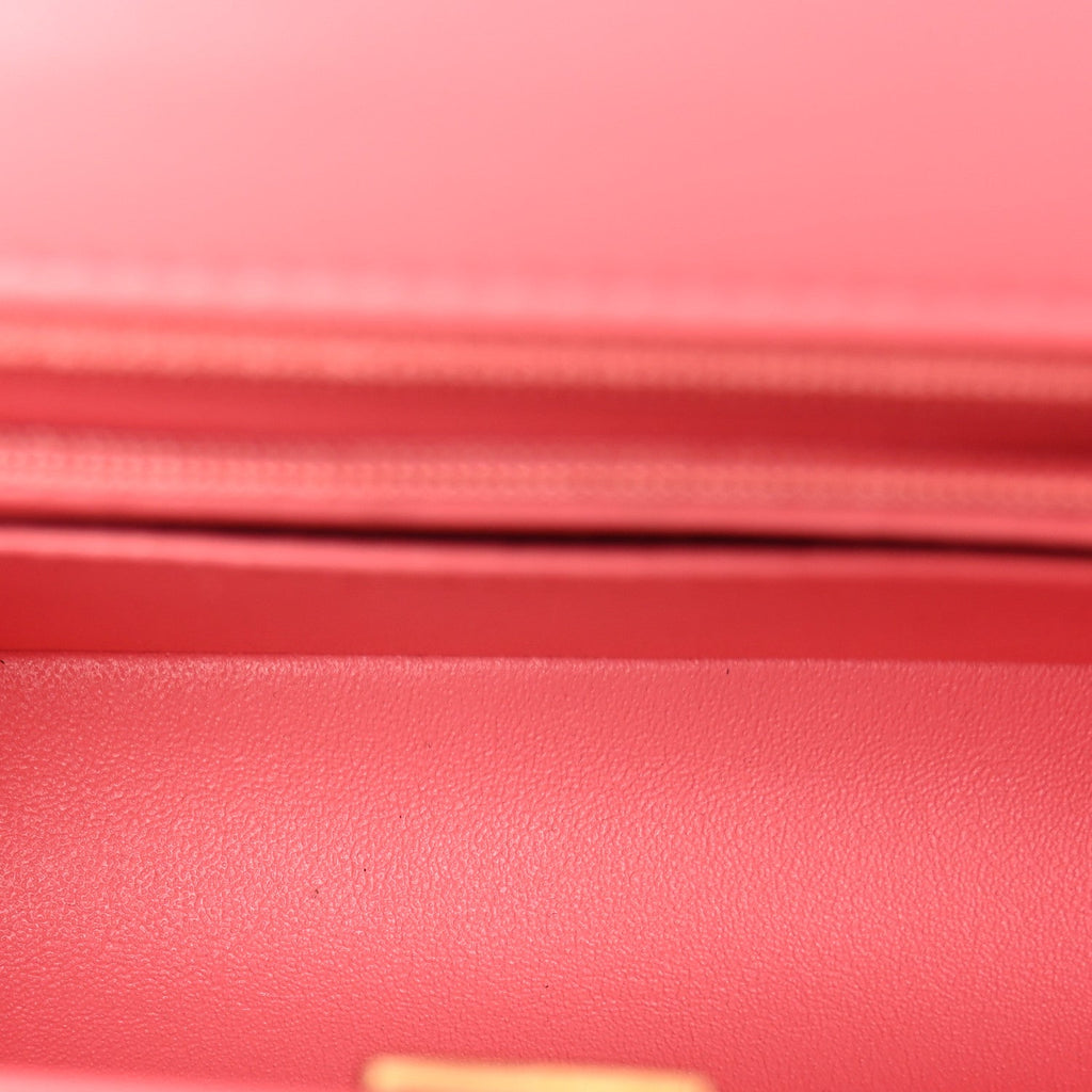 Lambskin Quilted Mini Rectangular Flap Pink