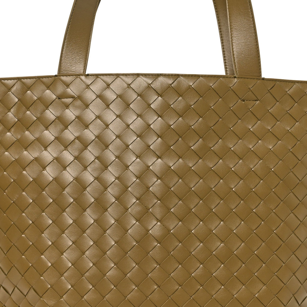 Calfskin Intrecciato Small Zipped Tote Cypress