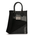 Denim Patchwork Small Logo Shopper Tote Black