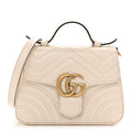 Calfskin Matelasse Mini GG Marmont Top Handle Shoulder Bag White