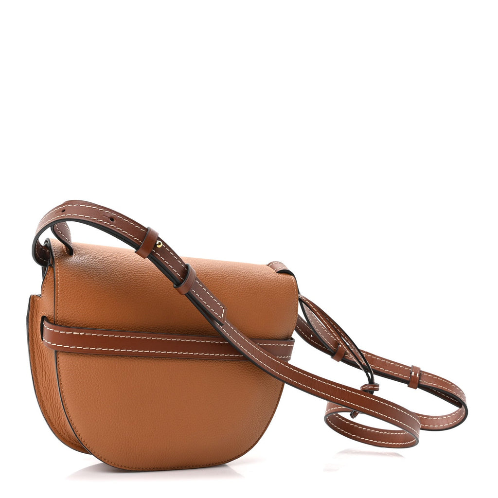 Grained Calfskin Small Gate Crossbody Bag Caramel Pecan