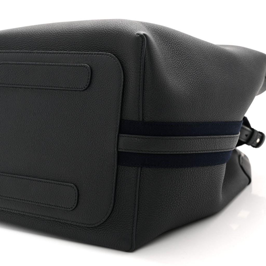 Grained Calfskin Large Bale Bag Navy Blue