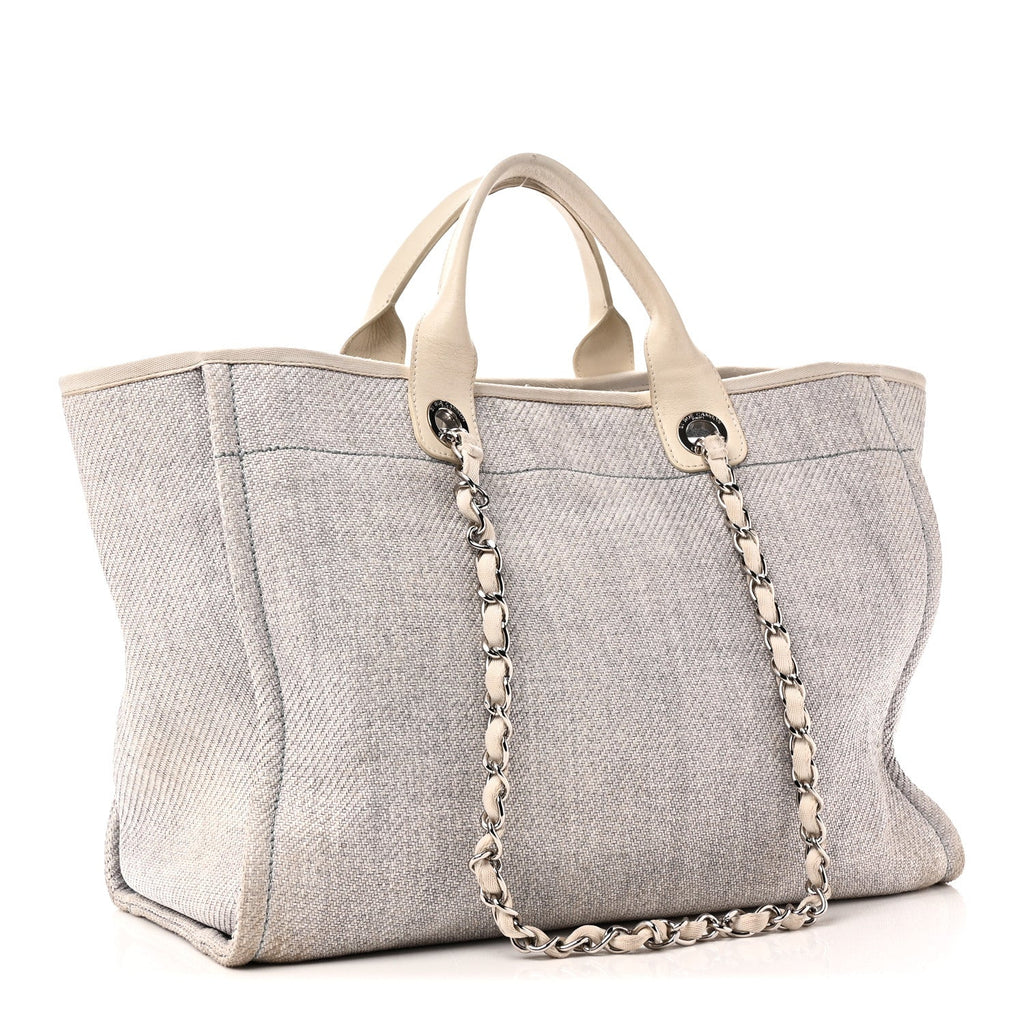 Woven Straw Raffia Medium Deauville Tote Light Blue
