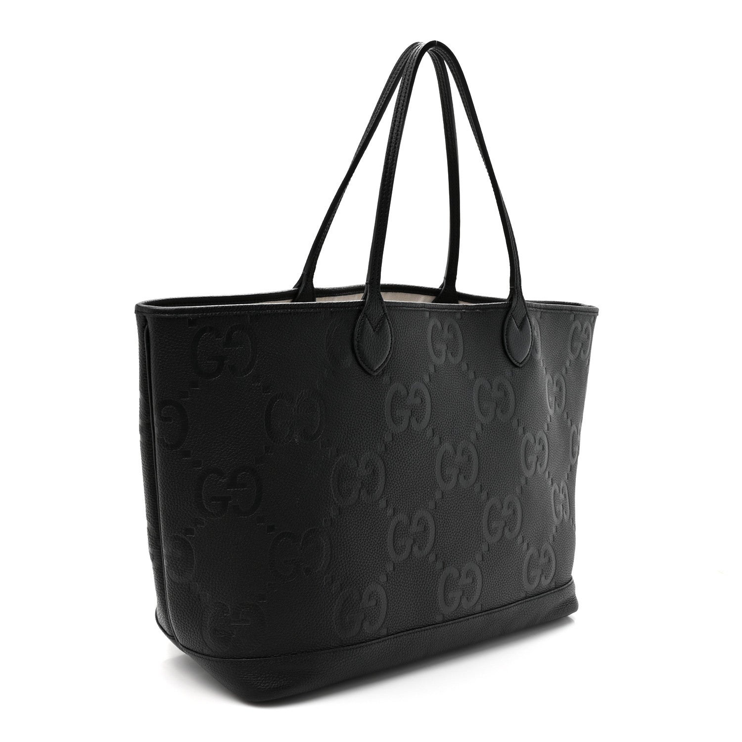 Monogram Jumbo GG Calfskin Web Large Shopping Tote Black